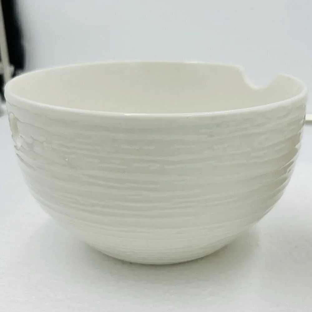 Nicole Miller Ceramic Ivory Noodle Soup Ramen Bowl Set of 2 (6.25x3.75)